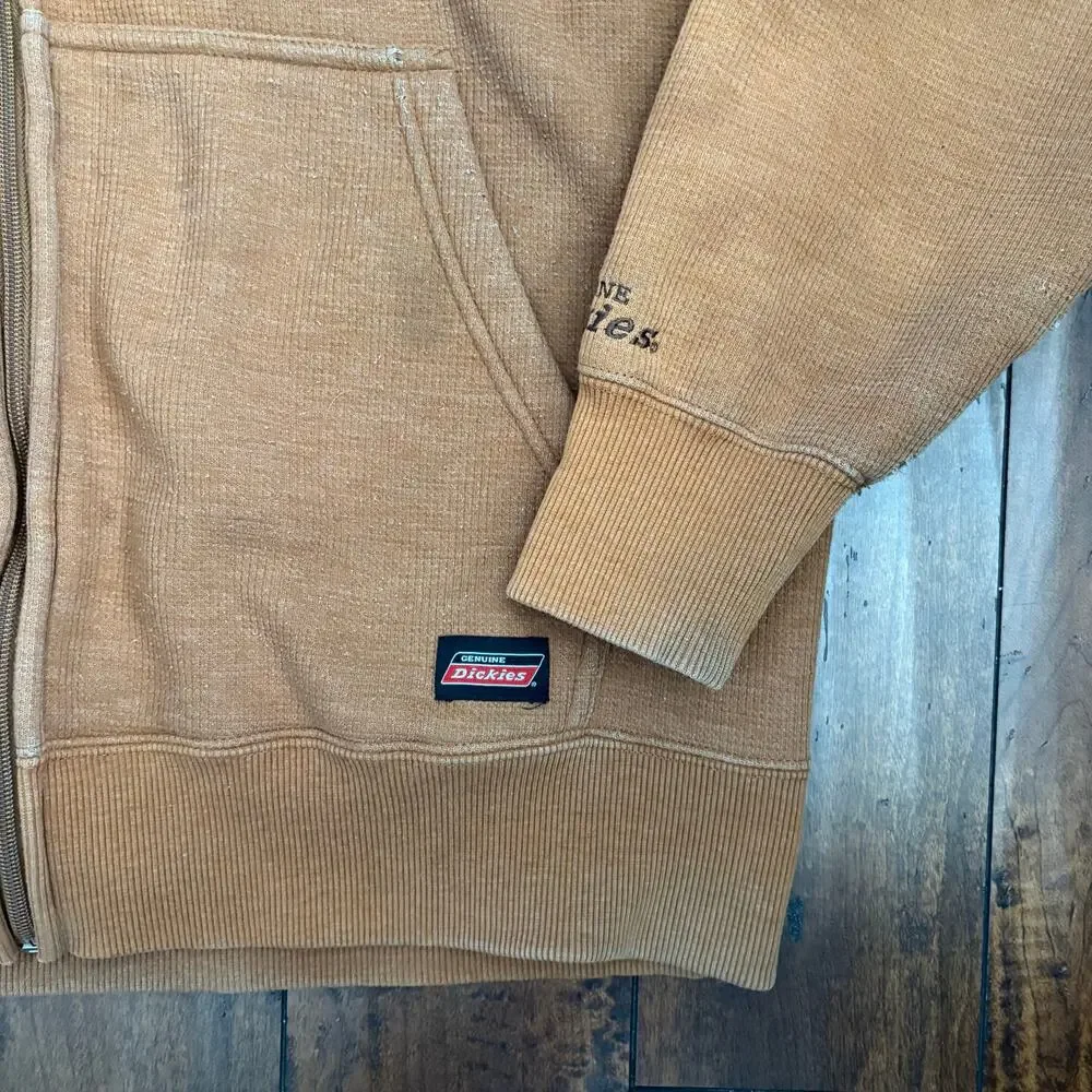 Dickies Thermal Hoodie Mens XL Brown Full Zip Lined Heavy Workwear Utility - Picture 3 of 9
